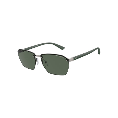 Armani Exchange Men's Rectangle Frame Grey Metal Sunglasses - AX2048S