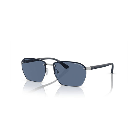 Armani Exchange Men's Rectangle Frame Silver Metal Sunglasses - AX2048S