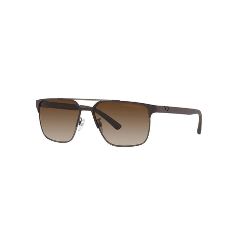 Emporio Armani Men's Square Frame Brown Metal Sunglasses - EA2134