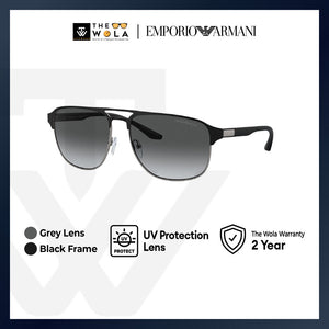 Emporio Armani Men's Pilot Frame Black Metal Sunglasses - EA2144