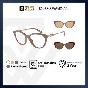 Emporio Armani Women's Cat Eye Frame Brown Injected Sunglasses - EA4213U