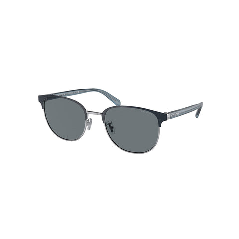 Coach Men's Round Frame Silver Blue Metal Sunglasses - HC7148