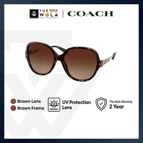 Coach Women's Square Frame Brown Acetate Sunglasses - HC8303B