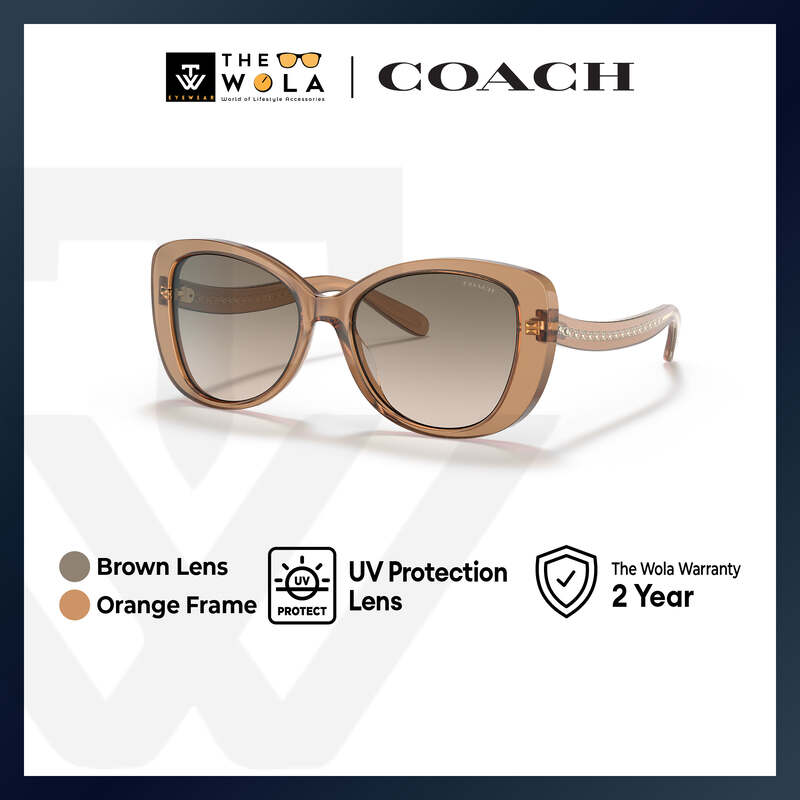 Coach Women's Rectangle Frame Orange Acetate Sunglasses - HC8322F