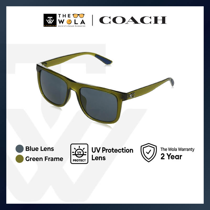 Coach Men's Square Frame Green Injected Sunglasses - HC8367U