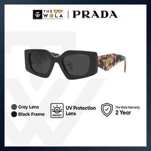 Prada Women's Irregular Frame Black Acetate Sunglasses - PR 15YSF