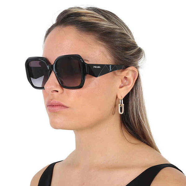 Prada Women's Pillow Frame Black Acetate Sunglasses - PR 28ZSF