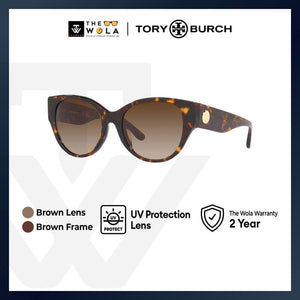 Tory Burch Women's Cat Eye Frame Brown Acetate Sunglasses - TY7182U