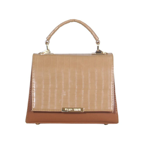 Verchini Croc-Effect Structured Top Handle Bag Multi Color Two-Tone Handbag Women Bag