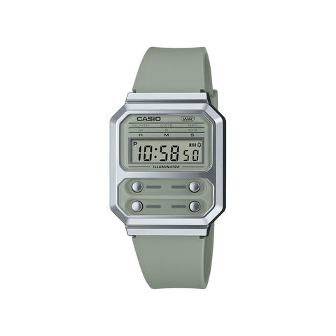 Casio Vintage Digital Watch A100WEF-3A Green Resin Band Unisex Watch