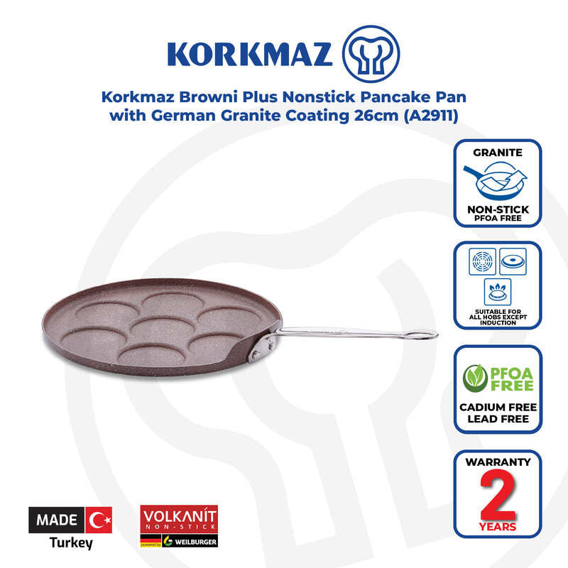 Korkmaz Browni Non-Stick Pancake Pan - 26cm, Free from PFOA, Cadmium, or Lead, Made in Turkey