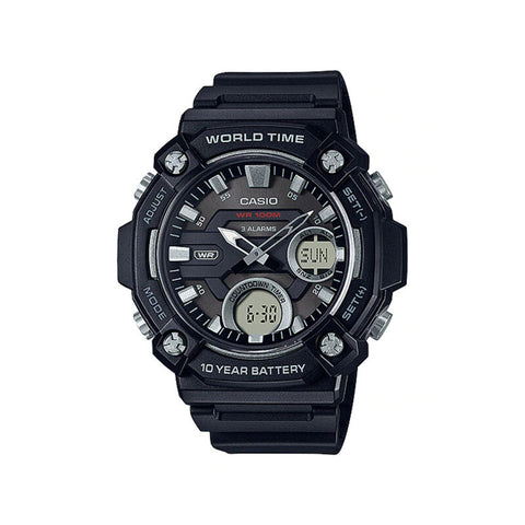 Casio Men's Analog Digital Watch AEQ-120W-1AV Large Bezel with Black Resin Band Man Watch