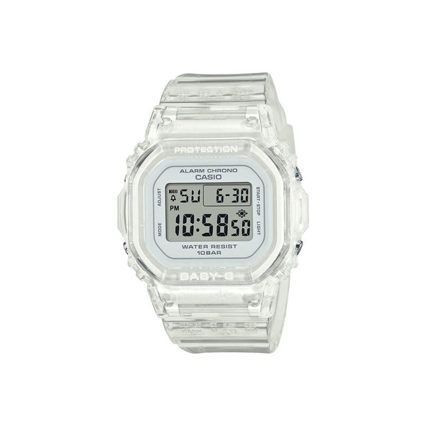 Casio Baby-G Digital Watch BGD-565S-7 White Transparent Resin Band Ladies Sport Watch