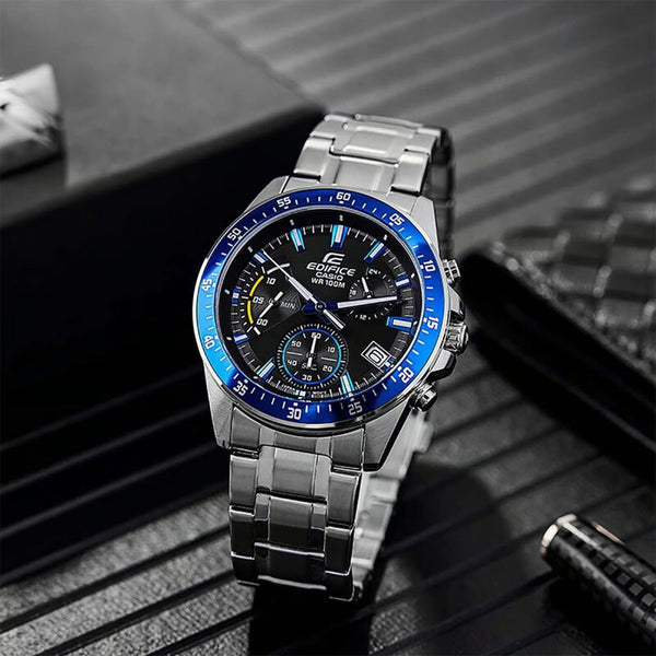 Edifice EFV-540D-1A2V Men's Chronograph Watch Blue dial with Silver Stainless Steel