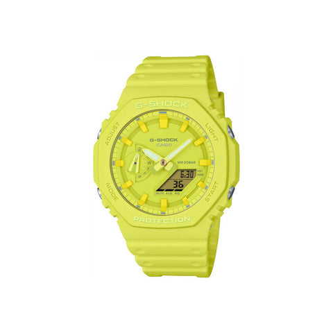 Casio G-Shock Tone-on-Tone Men's Analog-Digital Watch GA-2100-9A9DR Yellow Resin Strap