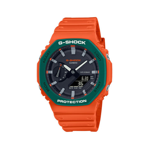Casio G-Shock Men's Analog-Digital Watch Carbon Core Guard Structure Sporty Colour Series Orange Resin Band Watch GA2110SC-4A GA-2110SC-4A