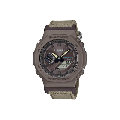 Casio G-Shock Men's Analog-Digital Watch GA-B2100CT-5ADR Brown Cloth Strap Tough Solar Sport Watch