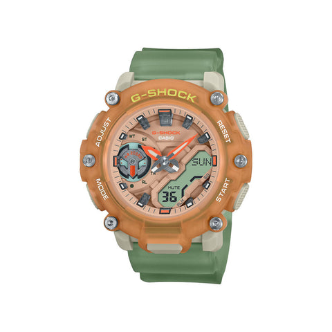 Casio G-Shock GMA-S2200PE-5A Women's Analog-Digital Sport Watch with Brown Dial and Green Transparent Resin Band