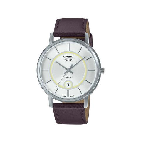 Casio Men's Analog MTP-B120L-7AVDF Brown Leather Strap Watch for Men