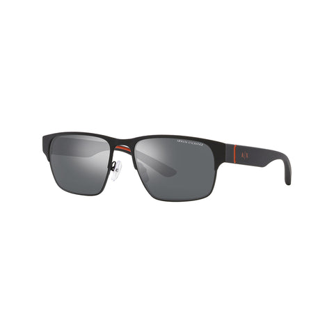 Armani Exchange Men's Rectangle Frame Black Metal Sunglasses - AX2046S