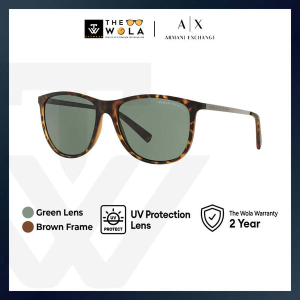 Armani Exchange Men's Square Frame Brown Injected Sunglasses - AX4047SF
