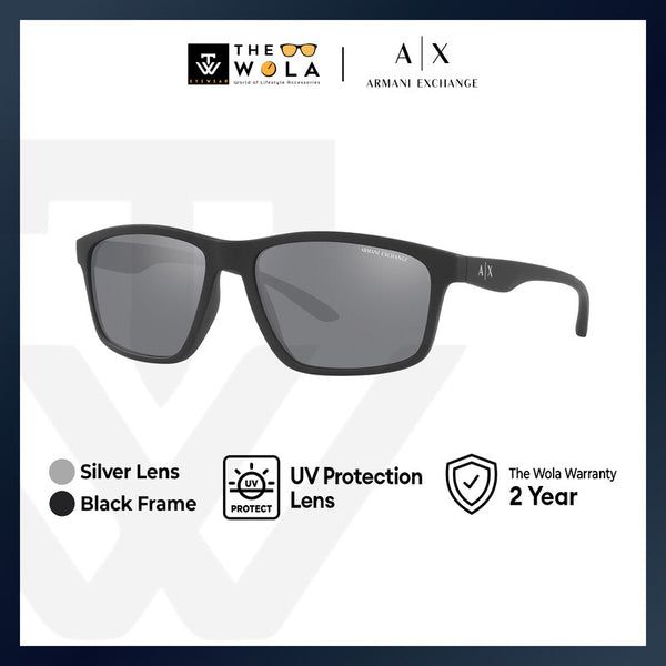 Armani Exchange Men's Pillow Frame Black Acetate Sunglasses - AX4122SF