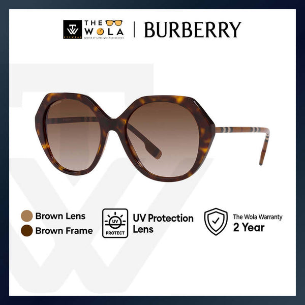 Burberry Women's Irregular Frame Havana Acetate Sunglasses - BE4375F