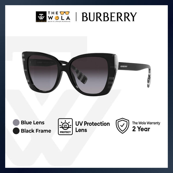 Burberry Women's Cat Eye Frame Black Acetate Sunglasses - BE4393