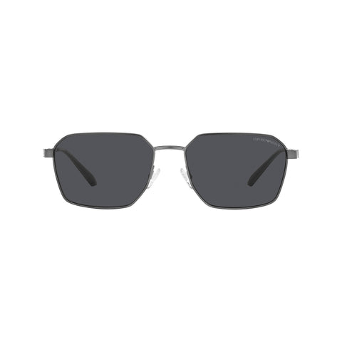 Emporio Armani Men's Rectangle Frame Gunmetal Metal Sunglasses - EA2140