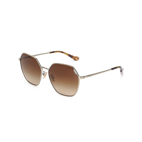 Coach Women's Irregular Frame Gold Metal Sunglasses - HC7132