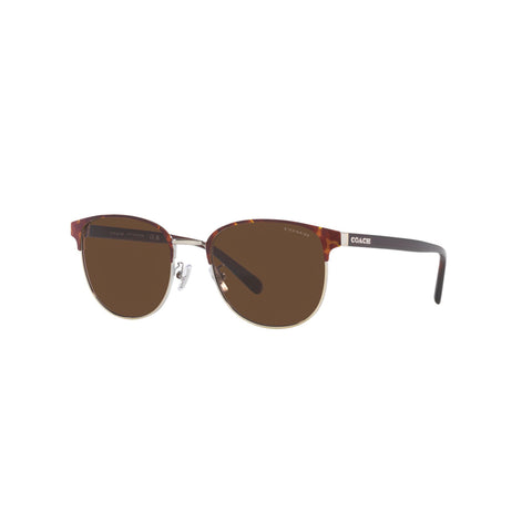 Coach Men's Round Frame Brown Metal Sunglasses - HC7148
