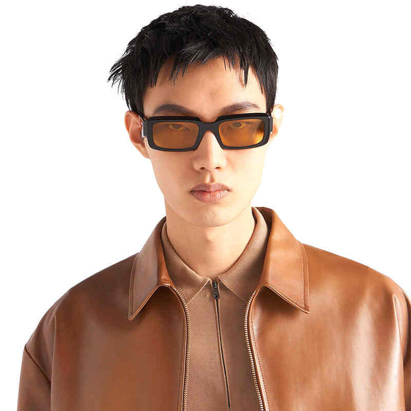 Prada Men's Irregular Frame Black Acetate Sunglasses - PR 27ZSF