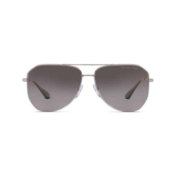 Prada Men's Irregular Frame Gunmetal Metal Sunglasses - PR 63XS