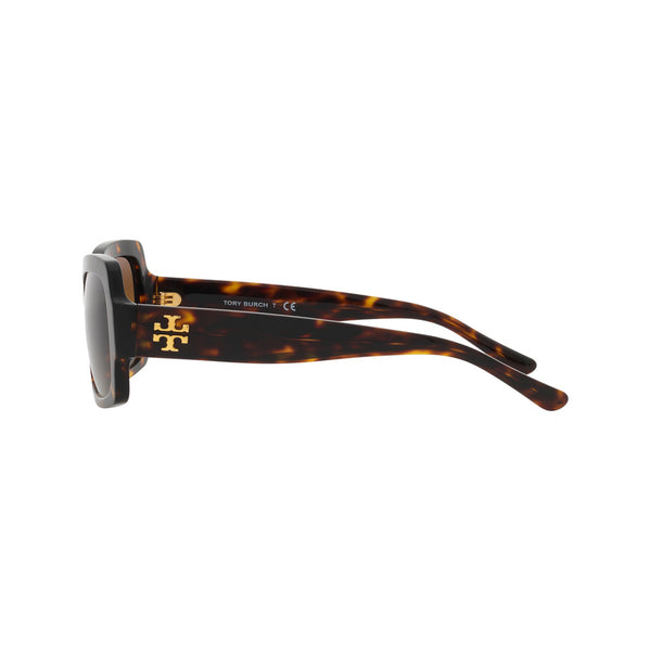 Tory Burch Women's Rectangle Frame Brown Acetate Sunglasses - TY7135UM