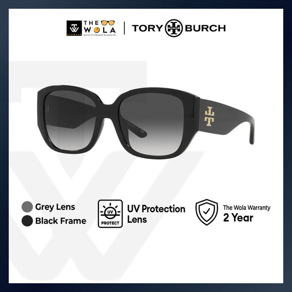 Tory Burch Women's Square Frame Black Injected Sunglasses - TY9066U