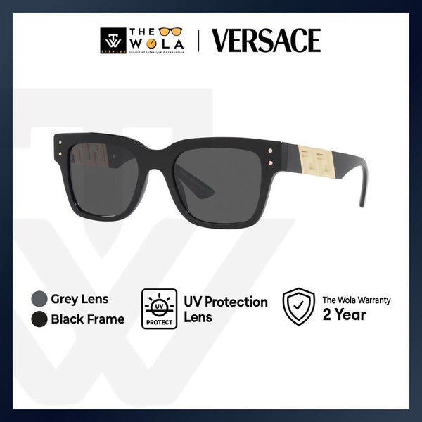 Versace Men's Rectangle Frame Black Acetate Sunglasses - VE4421