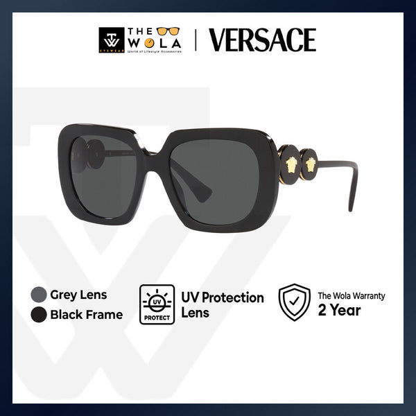 Versace Women's Square Frame Black Acetate Sunglasses - VE4434
