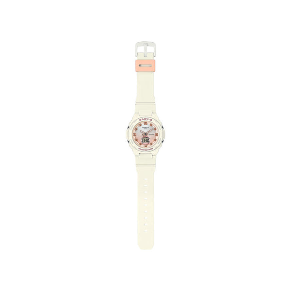 Casio Baby-G BGA-320-7A1 Playful Beach Series Women's Sport Watch with White Resin Band and Rose Gold Dial