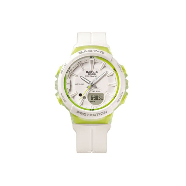 Casio Baby-G Women's Analog-Digital Watch BGS-100-7A2 Step Tracker Series White Resin Band Sports Watch