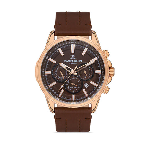Daniel Klein Exclusive Men's Chronograph Watch DK.1.13355-5 Brown Genuine Leather Strap Watch | Watch for Men