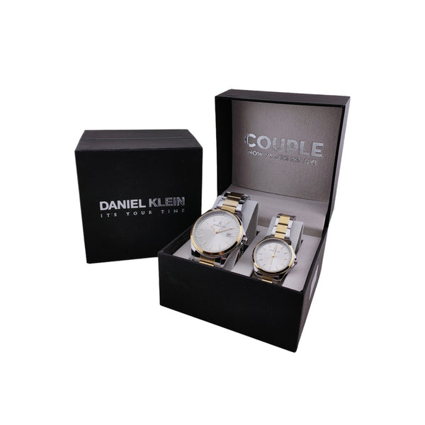 Daniel Klein Pair Couple's Analog DK.1.13576-4 Watch with Silver Stainless Steel Strap | Watch For Men and Women