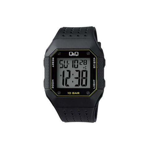 Q&Q Watch By Citizen M158J005Y Men Digital Watch with Black Rubber Strap