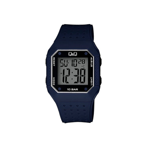 Q&Q Watch By Citizen M158J007Y Men Digital Watch with Blue Rubber Strap