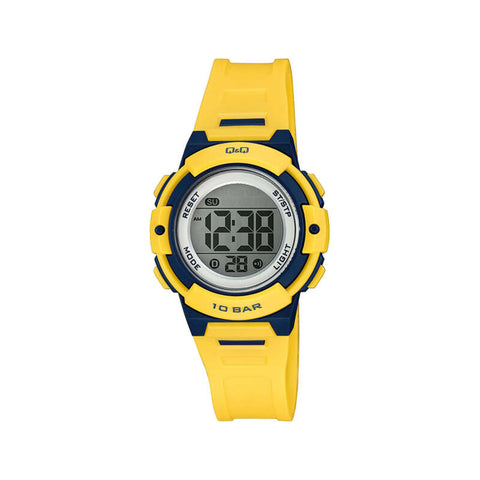 Q&Q Watch By Citizen M185J003Y Kids Digital Watch with Yellow Rubber Strap