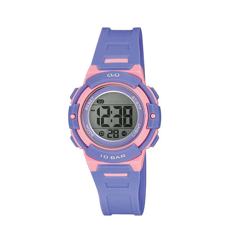 Q&Q Watch By Citizen M185J005Y Kids Digital Watch with Purple Rubber Strap