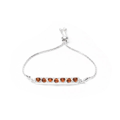 MILLENNE Multifaceted Baltic Amber Bar Drawstring Silver Bracelet with 925 Sterling Silver