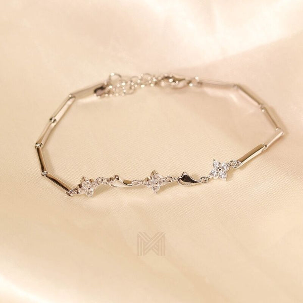 MILLENNE Made For The Night Bold Studded Cubic Zirconia Rhodium Bracelet with 925 Sterling Silver