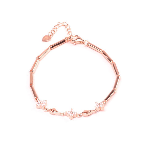 MILLENNE Made For The Night Bold Studded Cubic Zirconia Rose Gold Bracelet with 925 Sterling Silver