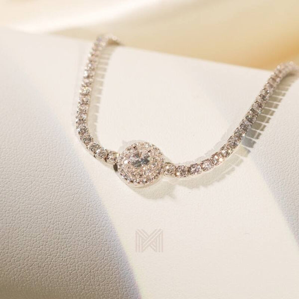 MILLENNE Made For The Night Round Shape Cubic Zirconia Silver Bracelet with 925 Sterling Silver