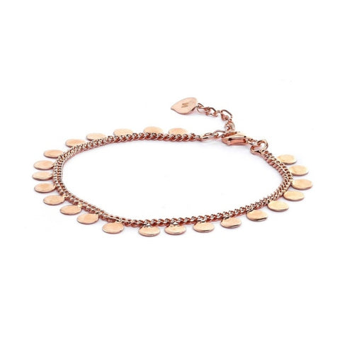MILLENNE Millennia 2000 Coin Discs Charm Rose Gold Bracelet with 925 Sterling Silver